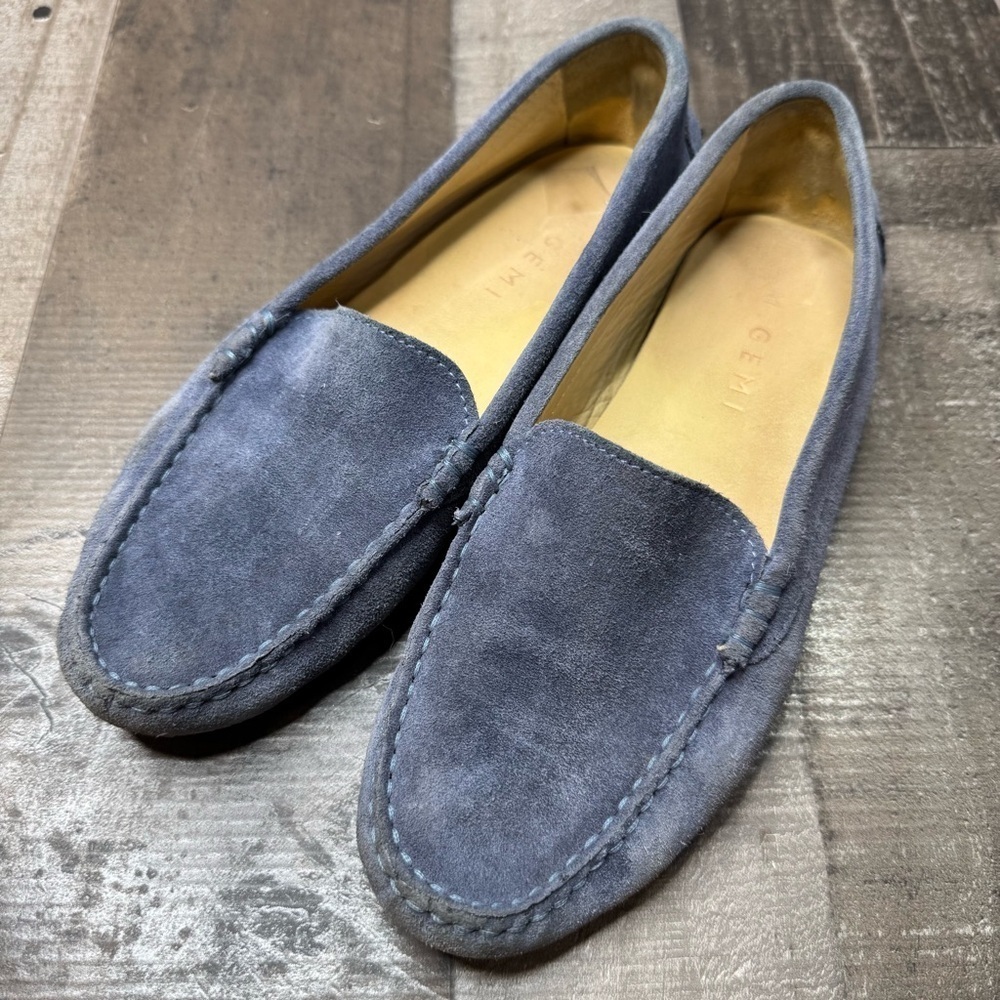 M. Gemi Blue Suede Loafers Slip-On Elegance